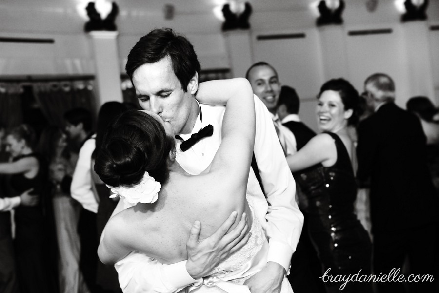 Bride and Groom kissing while dancing, wedding by Bray Danielle Photography