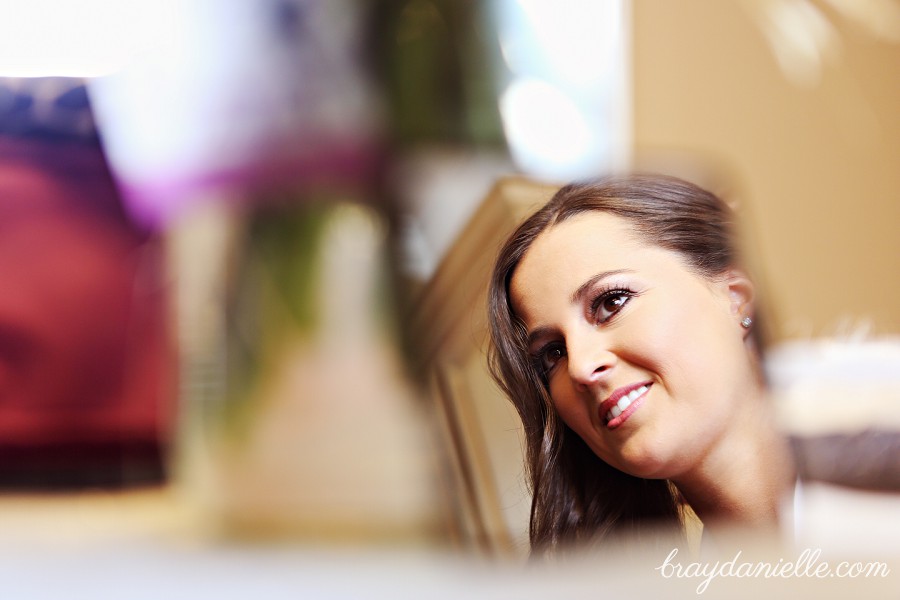 Wedding close up of Bride in mirror