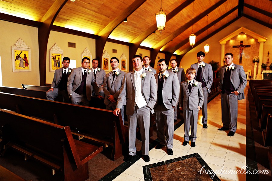 Groom + groomsmen portrait in church