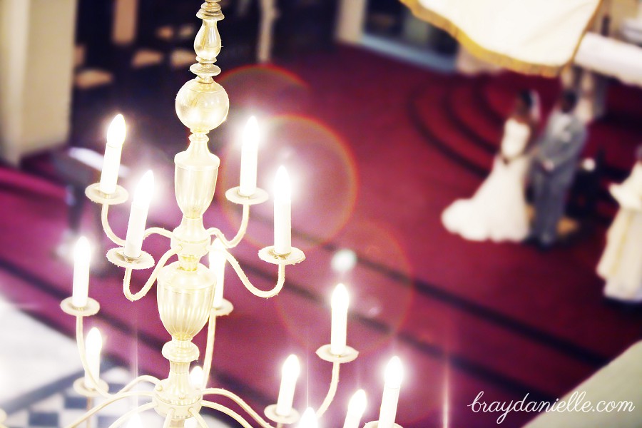 Chandelier in Catholic church, wedding at St Louis Cathedral in New Orleans