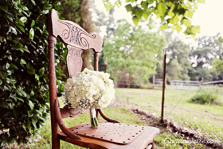 Shabby chic white hydrangeas wedding bouquet