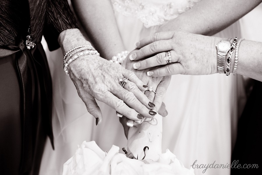 Rings Grandmother, Mother, Daughter on Wedding day